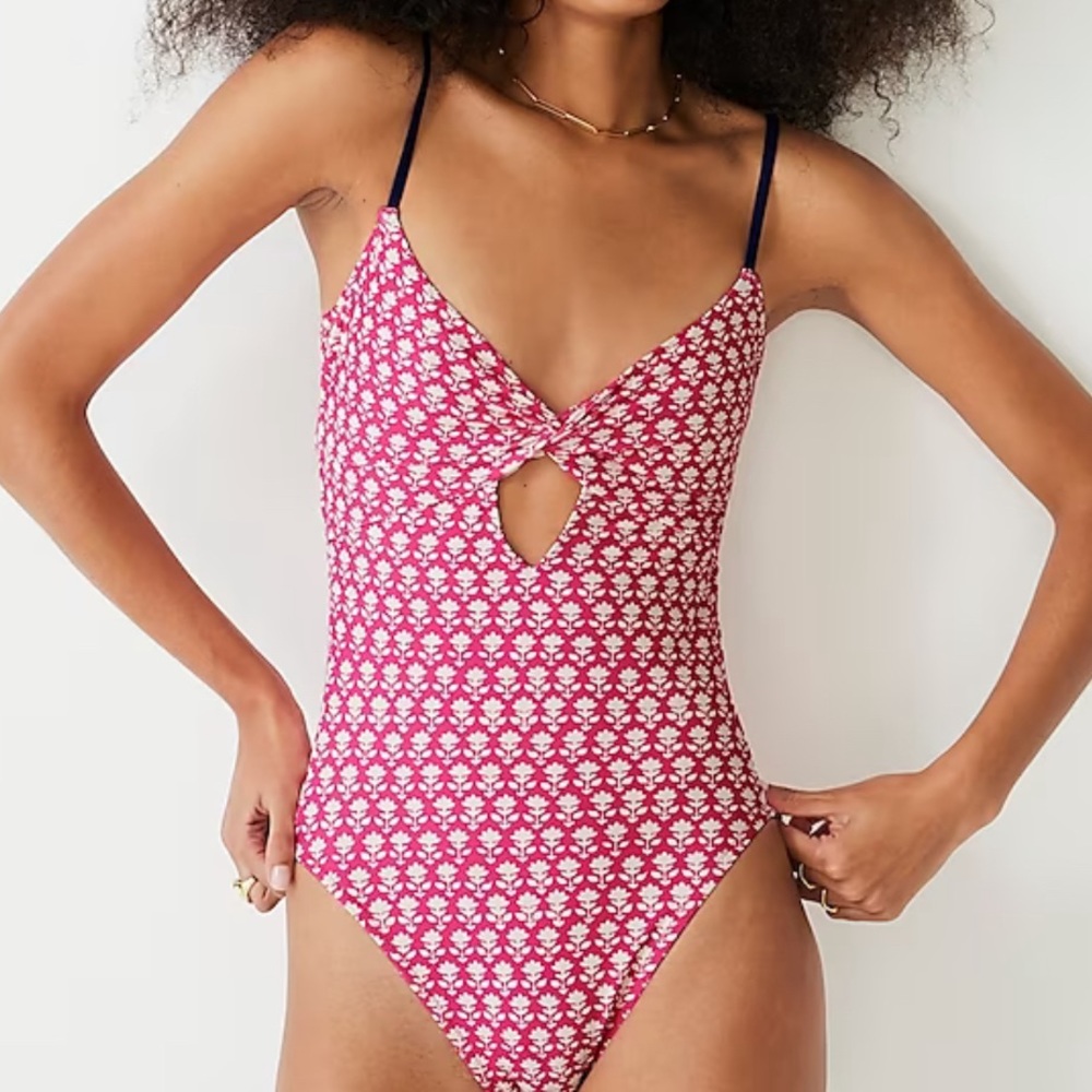 NWT J Crew Twist Front Keyhole One Piece Swimsuit size 14